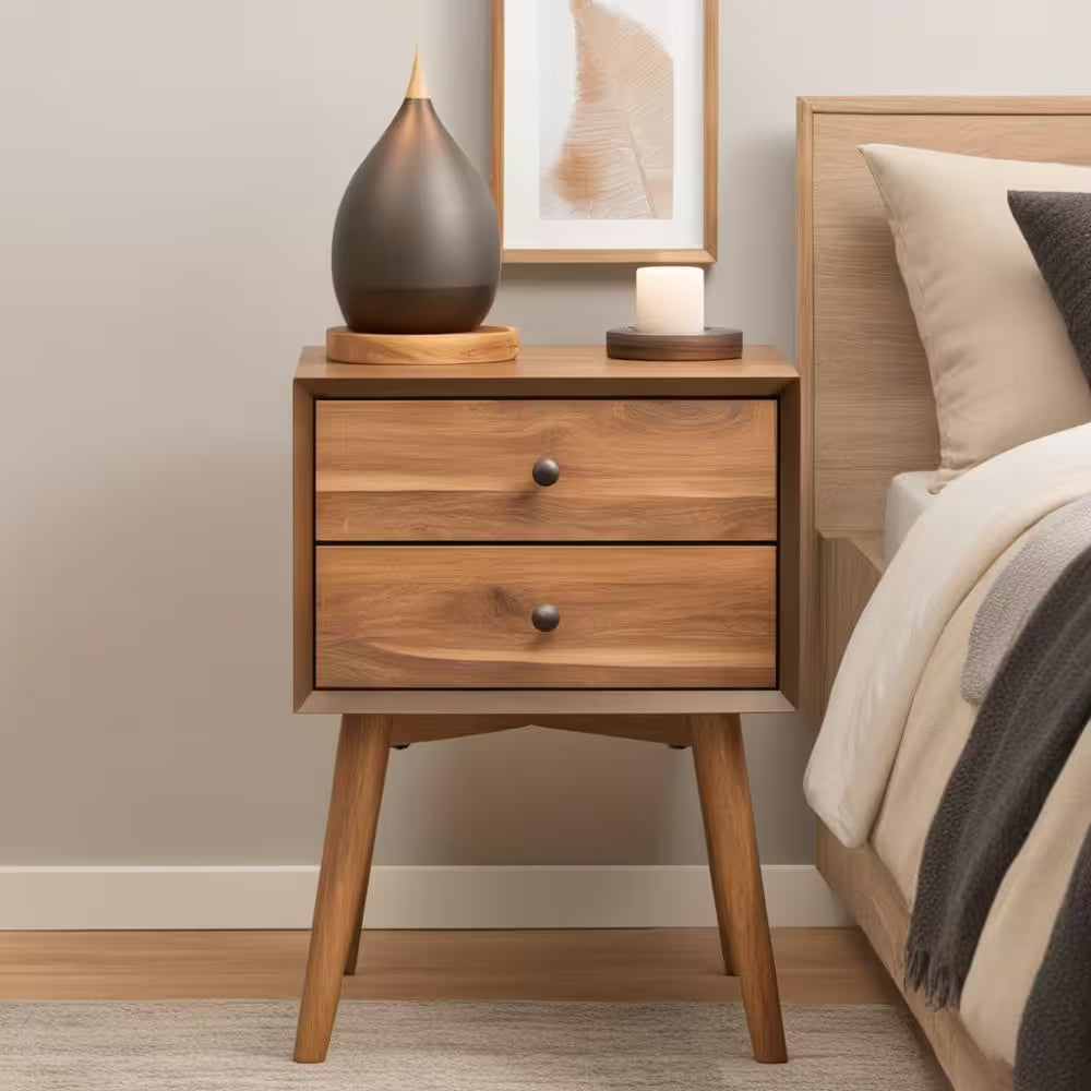 Durable Bedroom 2-Drawer Nightstand