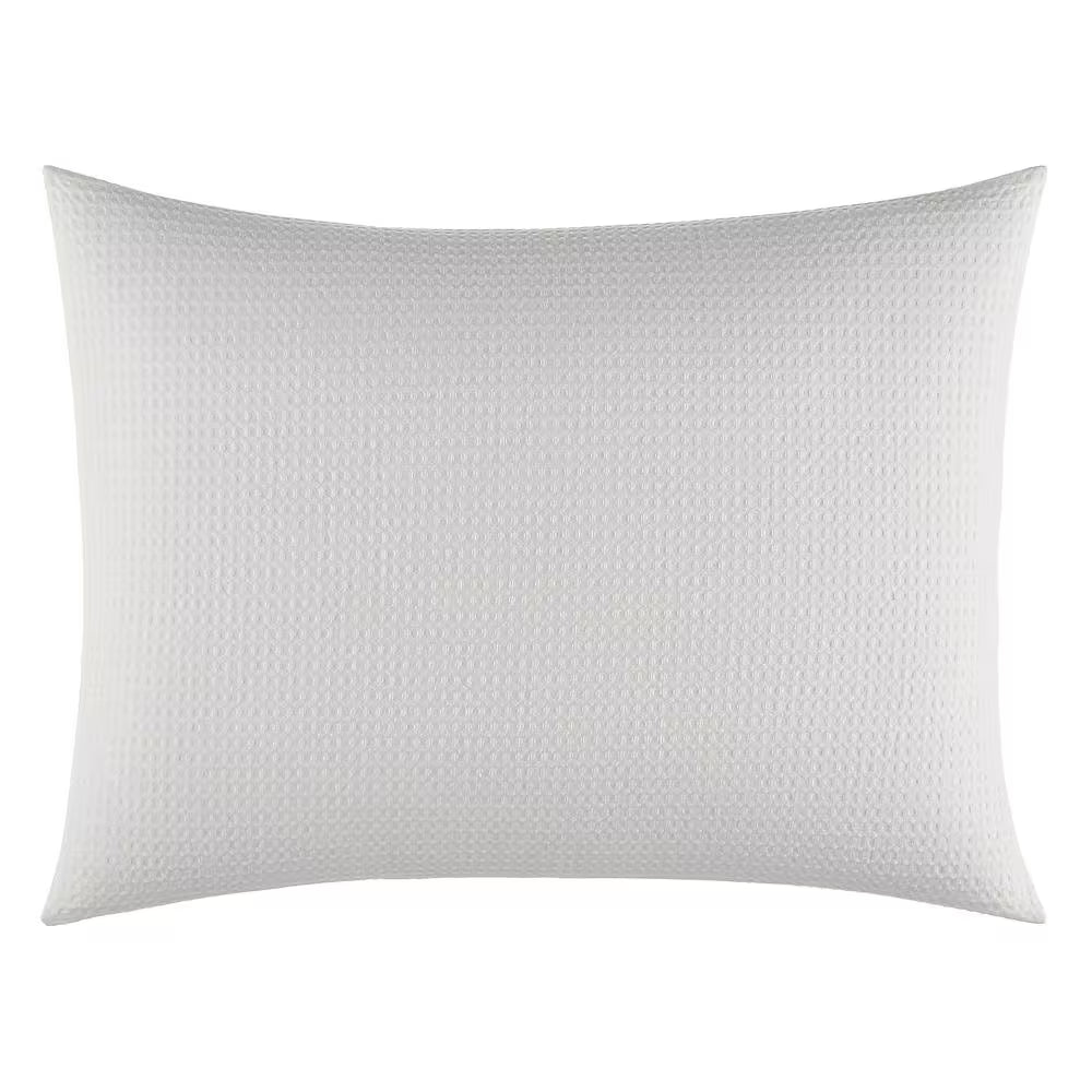 Waffle Pique 3-Piece Grey Solid Cotton Queen Comforter Set
