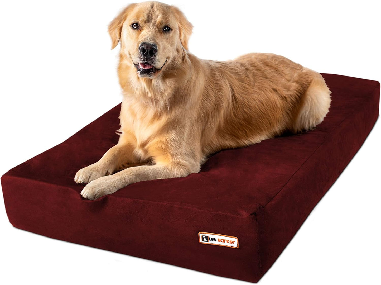 Barker Beds Sleek Dog Bed for Large Sized Dogs (Large, Burgundy) – 7" Thick Soft & Comfortable Orthopedic Cushion – Durable & Washable Microsuede Cover – Made in USA