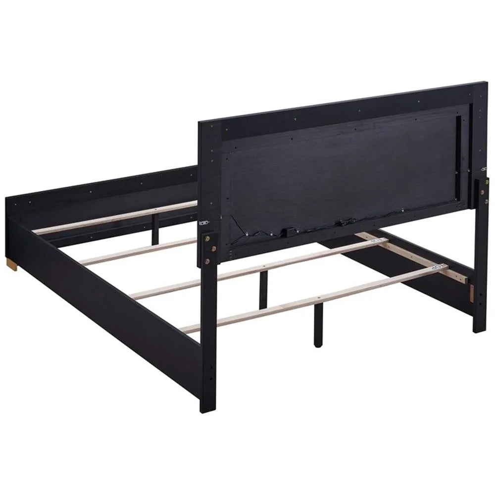 Contemporary 4-Piece Black and Gold Wood Queen Bedroom Set by