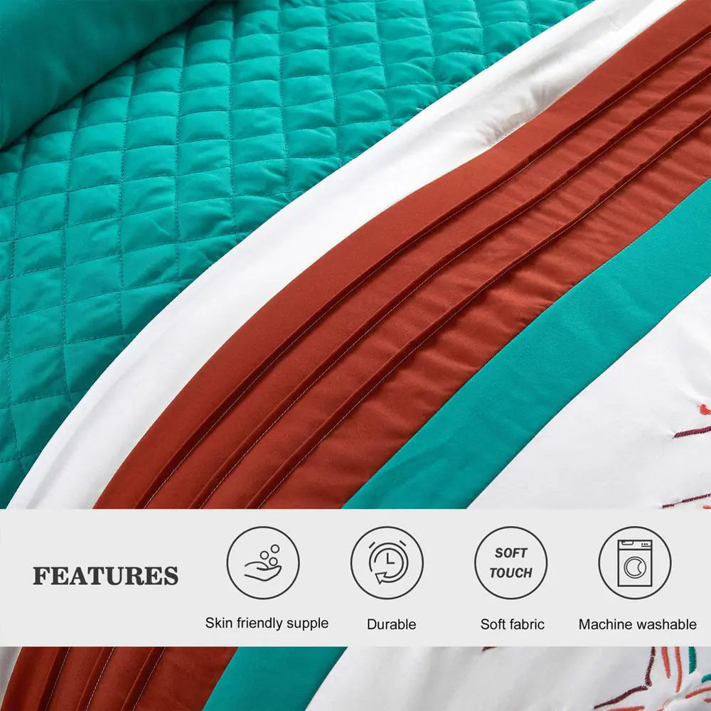 7-Piece Multi-Colored Patchwork Polyester King Comforter Set Luxury Bed in a Bag