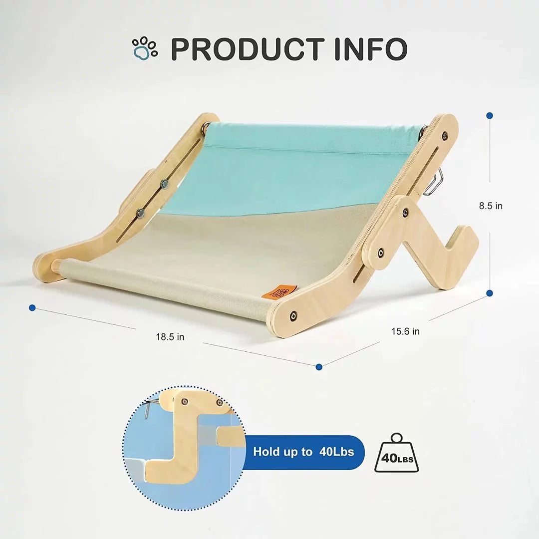 Medium Cat Window Perch Lounge Hammock Seat Bed for Indoor Cats, Blue