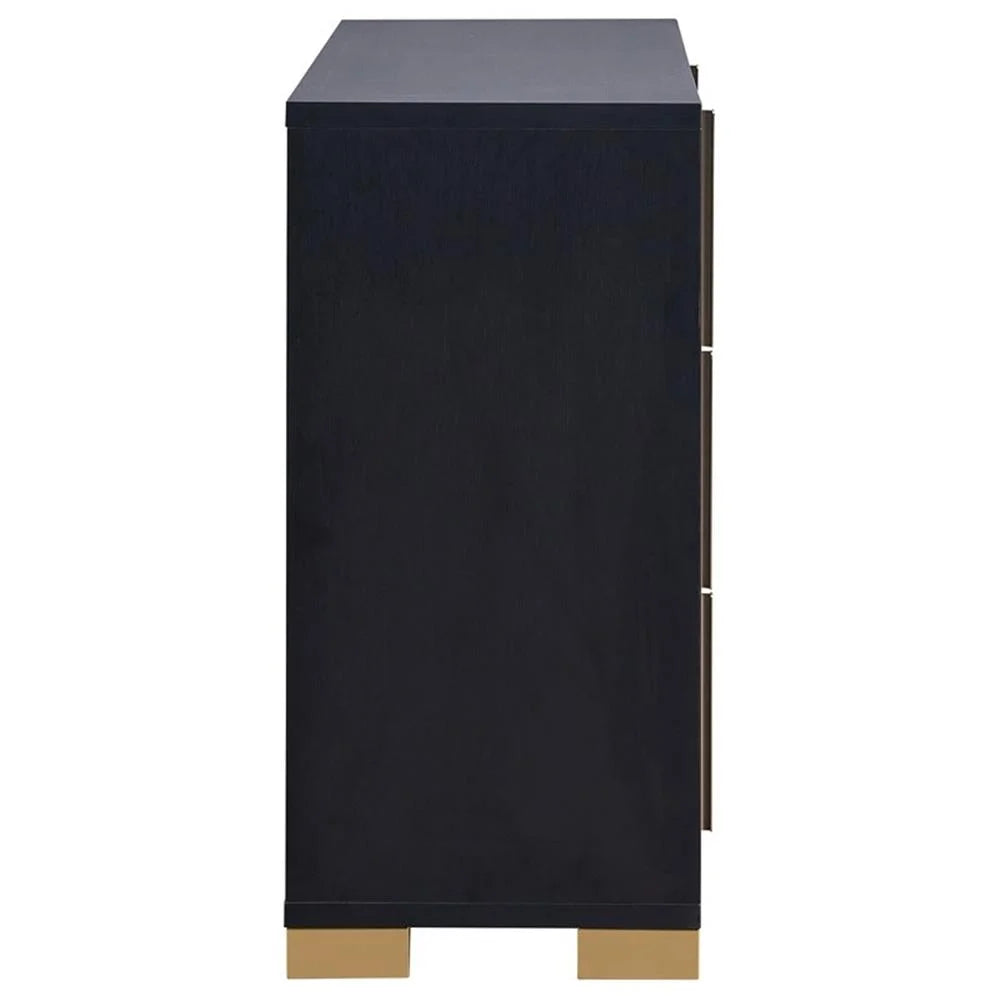 Contemporary 4-Piece Black and Gold Wood Queen Bedroom Set by