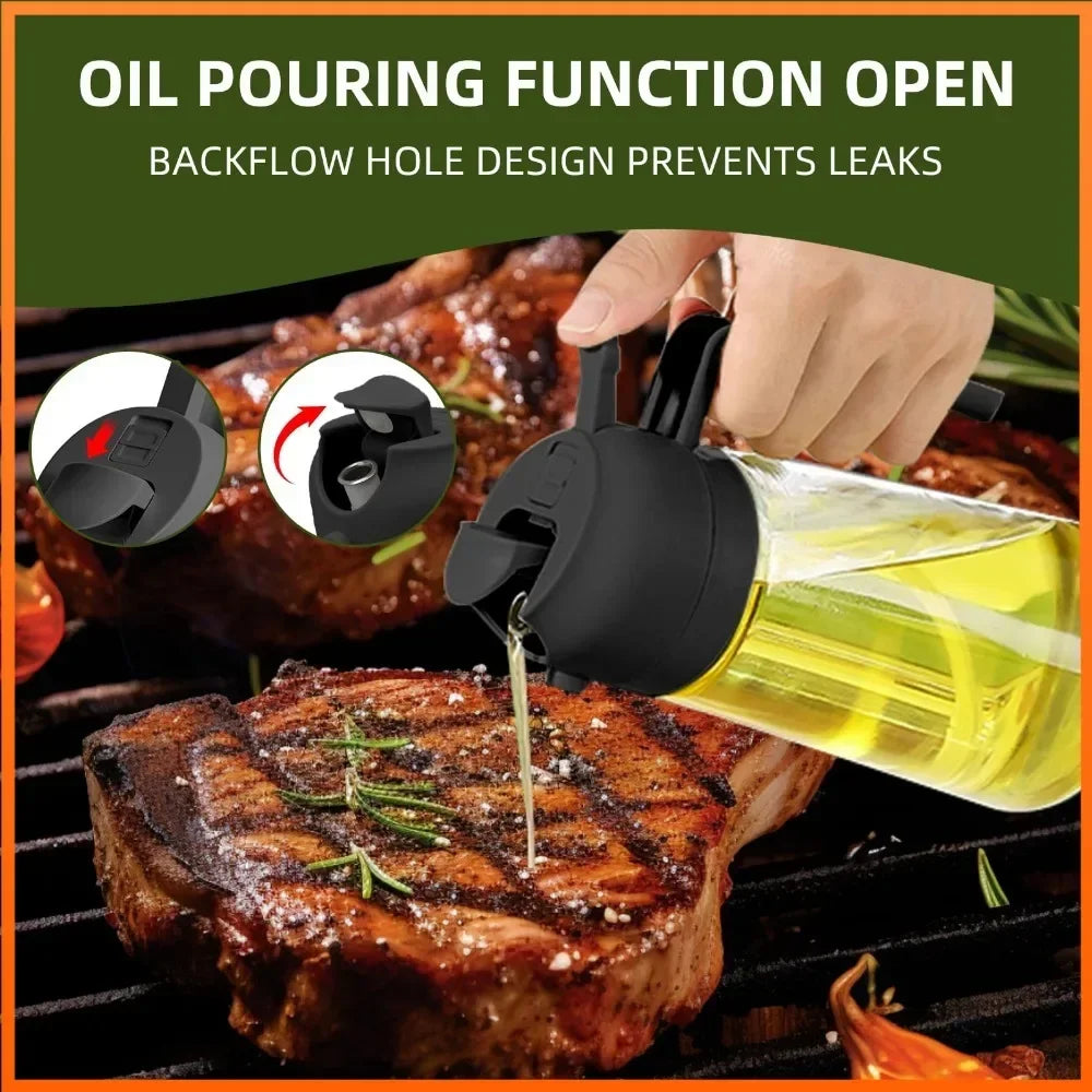 Spray for Olive Oil Dispenser Plastic 2 in 1 Oil Spray&Pour Oil Mister Bottle Cooking BBQ Baking Airfryer 500ML for Oil Bottles