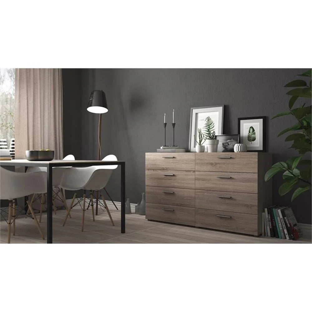 Truffle Finish 4-Piece Bedroom Set with 8-Drawer Dresser, 4-Drawer Chest, and Two 2-Drawer Nightstands
