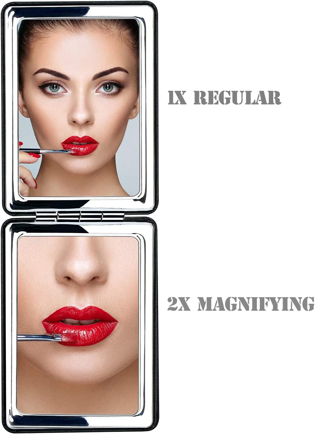 Portable Double-Sided Magnifying Vanity Mirror for Men - Black Travel Makeup Mirror for Handbag or Pocket, Ideal for Daily and Business Use