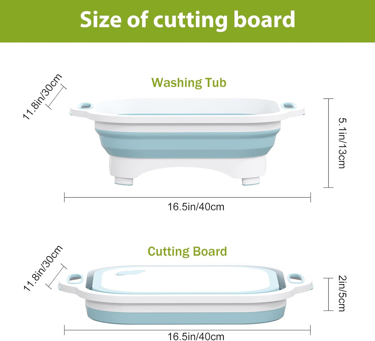 Collapsible Cutting Board and Knife Set by - Multifunctional Silicone Dish Tub for Vegetable Washing, BBQ Preparation, and RV Accessories