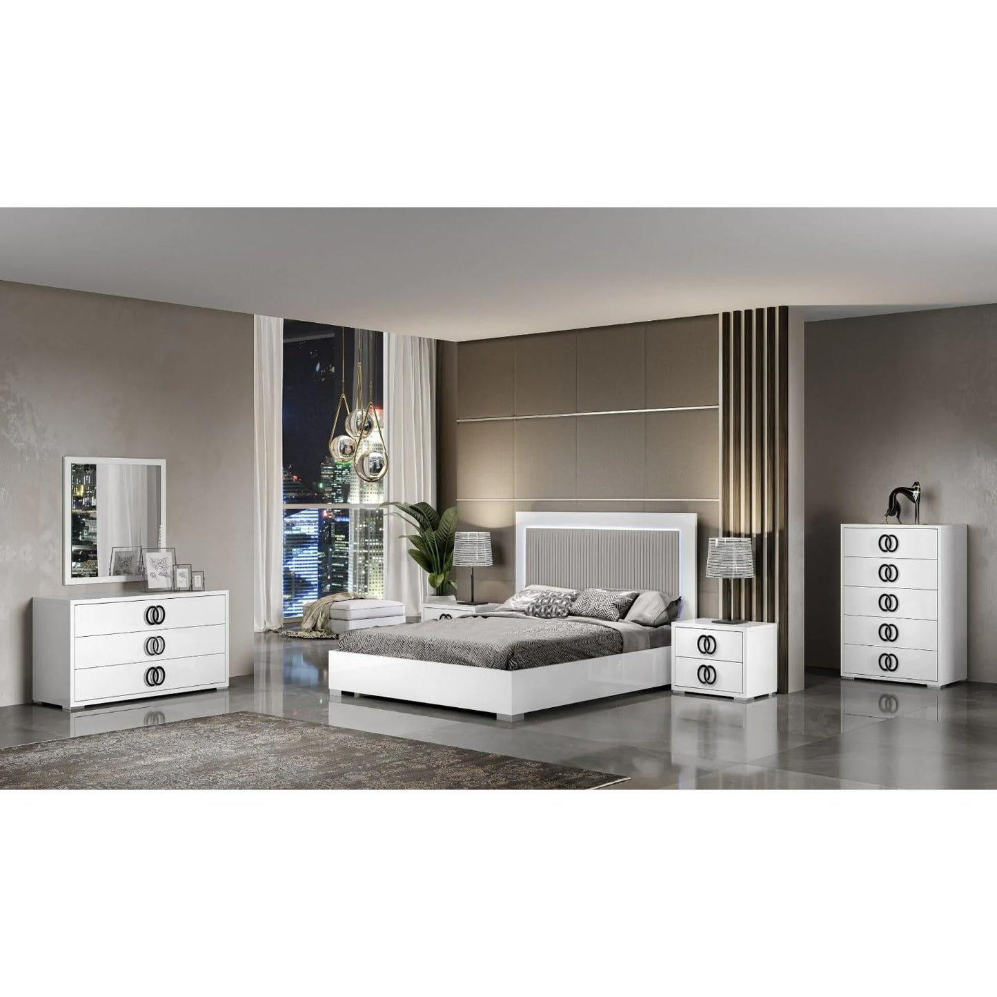 Luxuria Premium King Size 3-Piece Bedroom Set in White