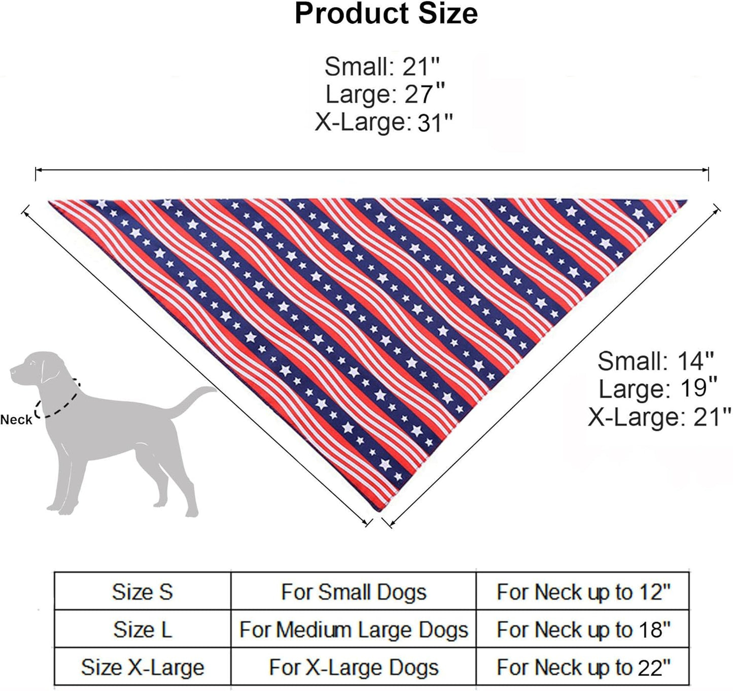 American Flag Dog Bandanas, Multiple Sizes Offered, Triangle Dog Scarf Patriotic 4Th of July Dog Bandanas for Medium Large Dogs (Large, Independence Day-2)