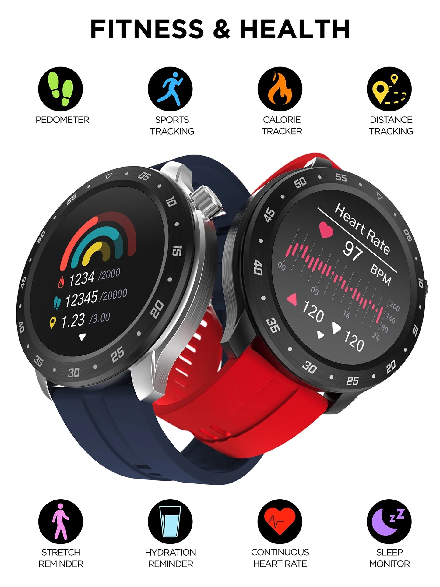 Bold 3 Unisex Smart Watch with Silicone Strap in Orange