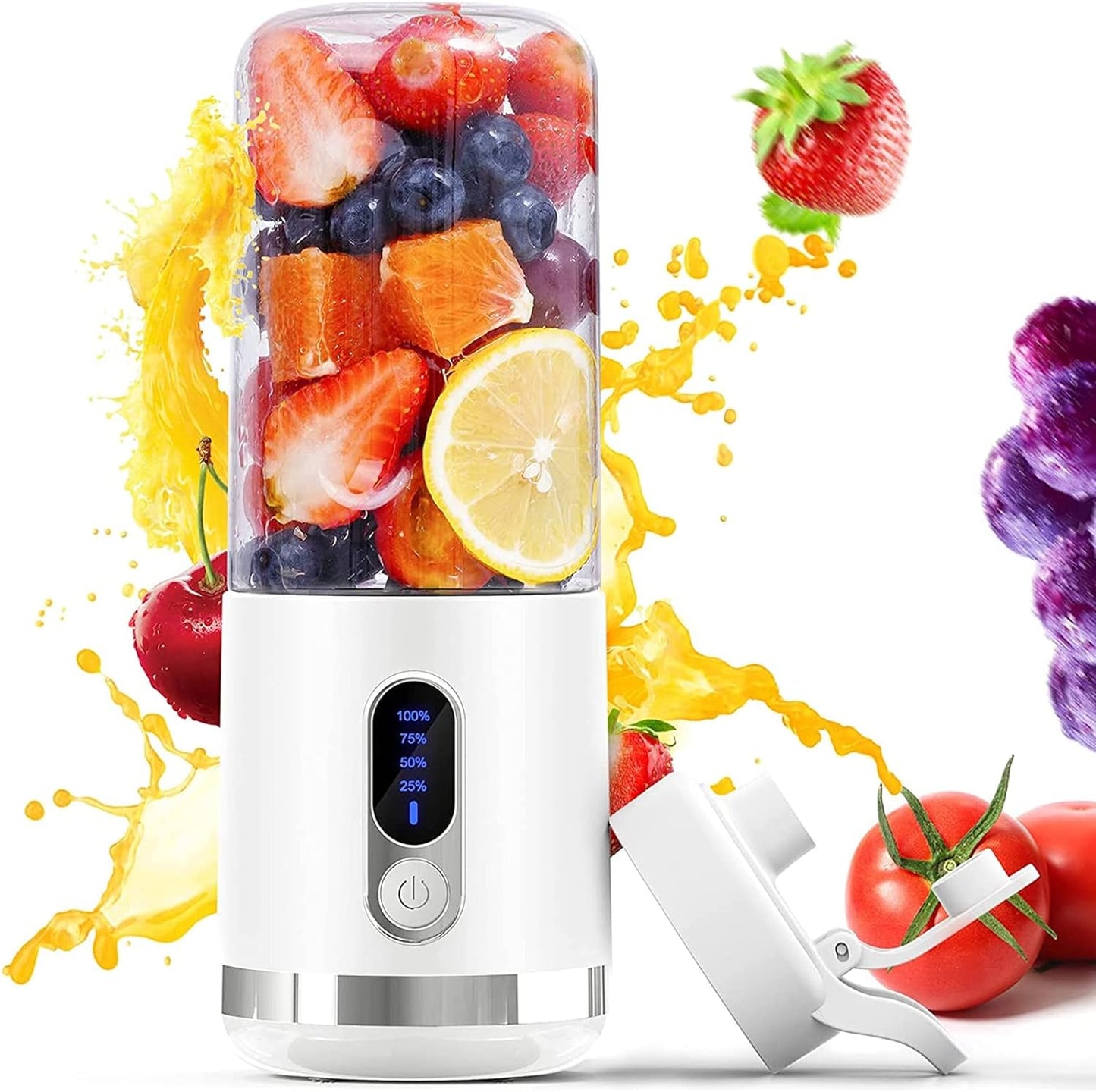 Portable USB Rechargeable Blender with Smart LCD Display - 15.2Oz Personal Size Mixer for Shakes and Smoothies, Ideal for Sports, Travel, Office, and Gym