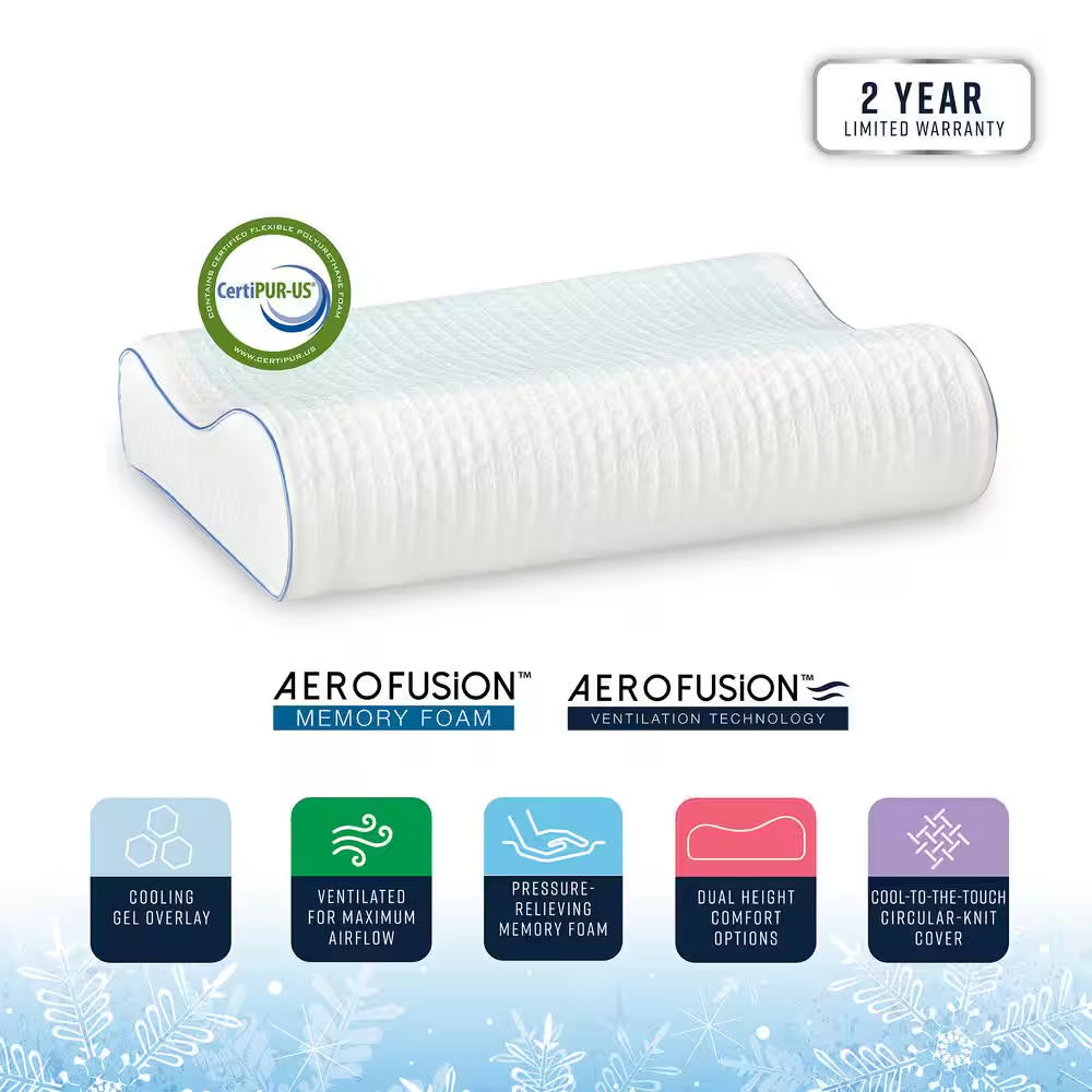 Cooling Gel Overlay Contour Memory Foam Standard Bed Pillow