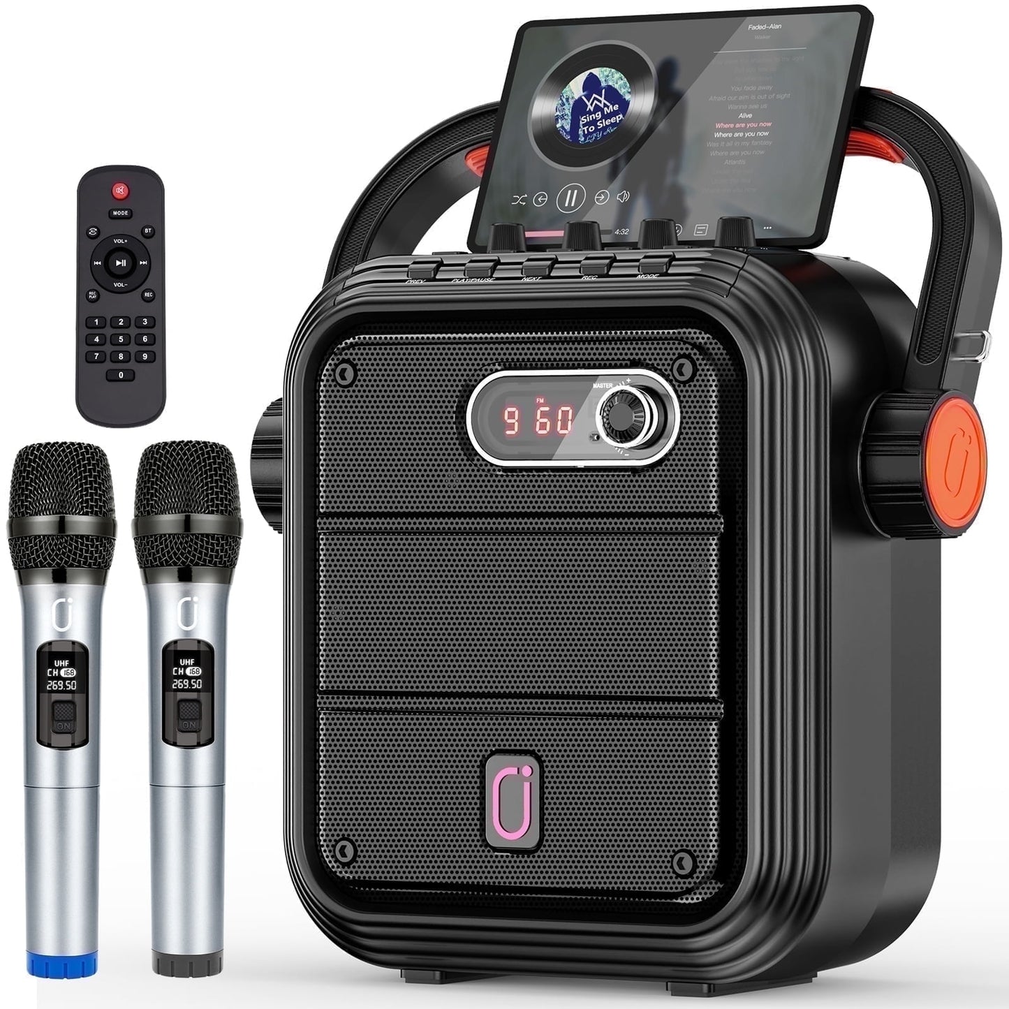 Portable Wireless Speaker with FM Radio with 2 Microphone