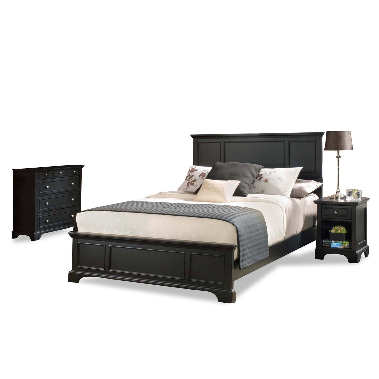 Bedford Ebony Wood Queen Bedroom Set with Nightstand and Chest