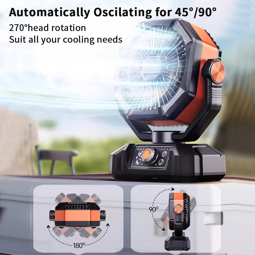 20000Mah Outdoor Fan with 4 LED Lantern 8 Speeds Desk
