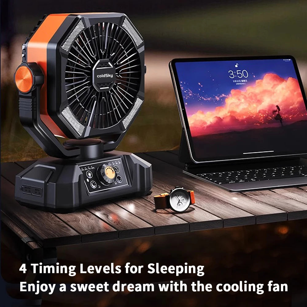 20000Mah Outdoor Fan with 4 LED Lantern 8 Speeds Desk