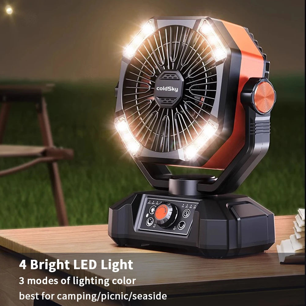 20000Mah Outdoor Fan with 4 LED Lantern 8 Speeds Desk