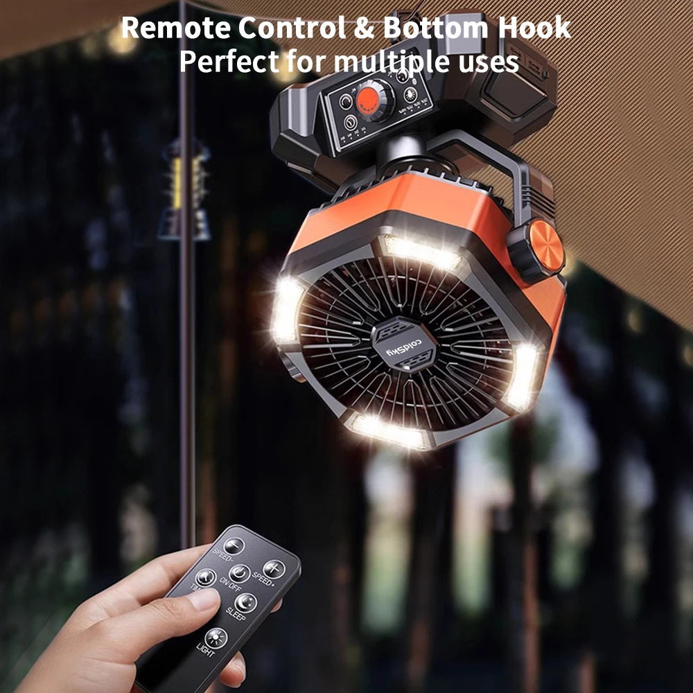 20000Mah Outdoor Fan with 4 LED Lantern 8 Speeds Desk