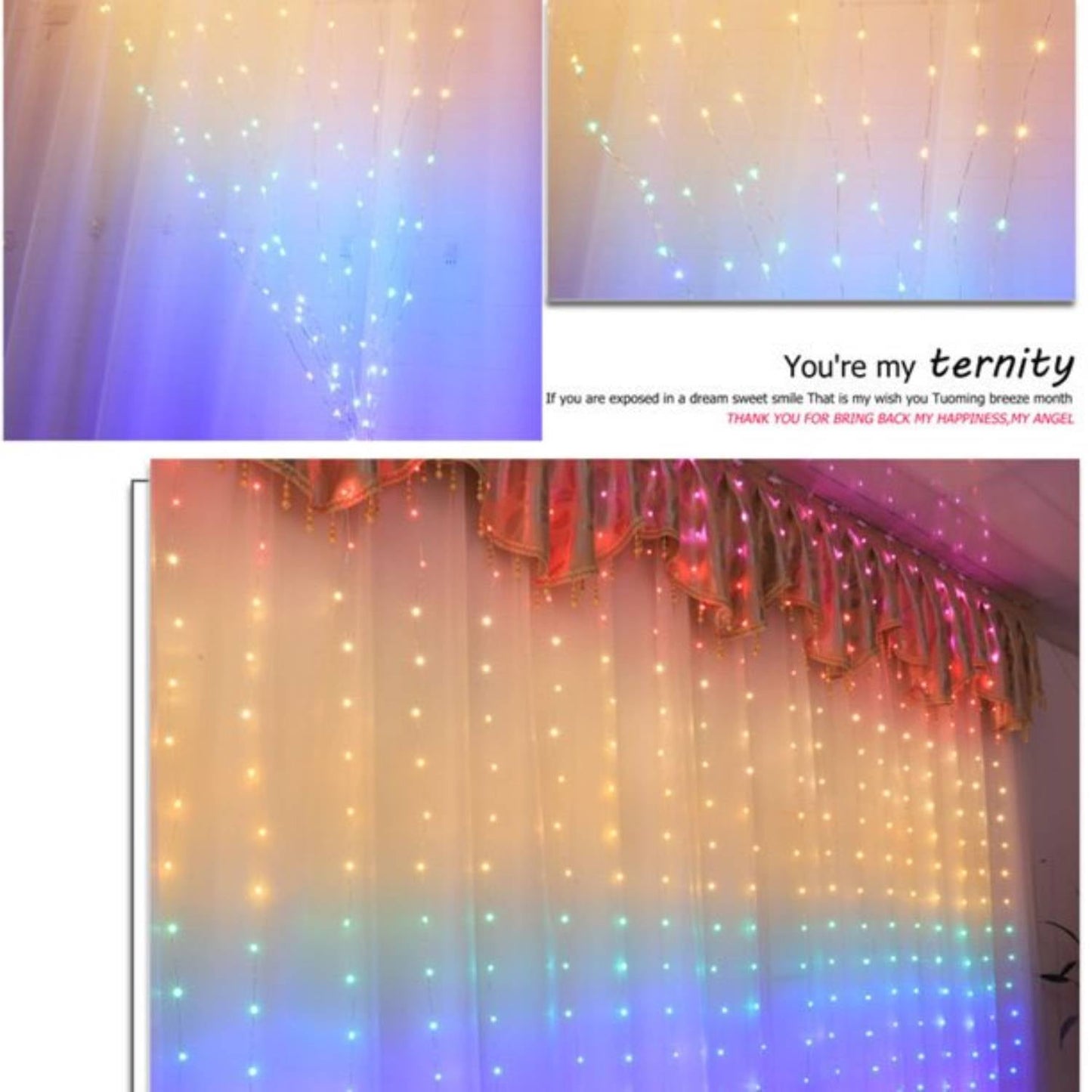 8 Modes 300 LED Curtain String Fairy Lights with Remote