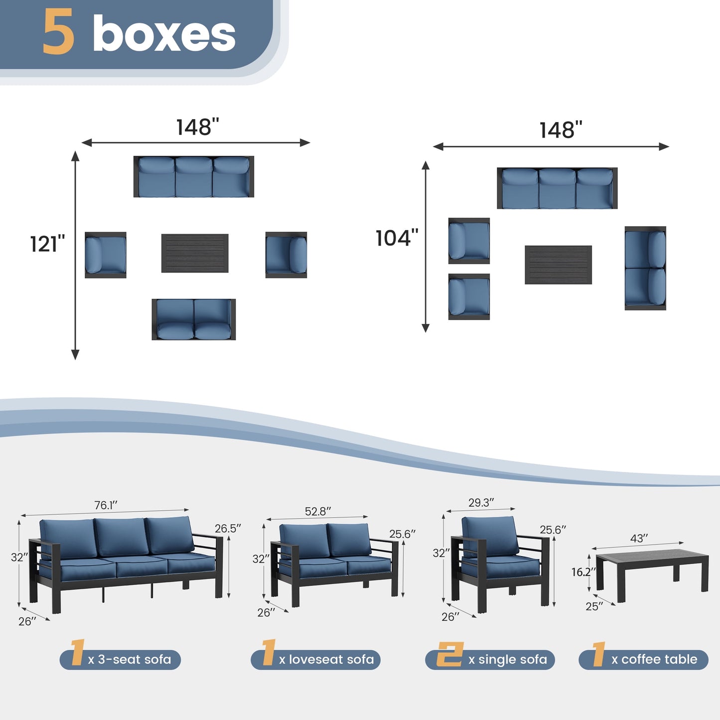Aluminum Outdoor Patio Furniture Set