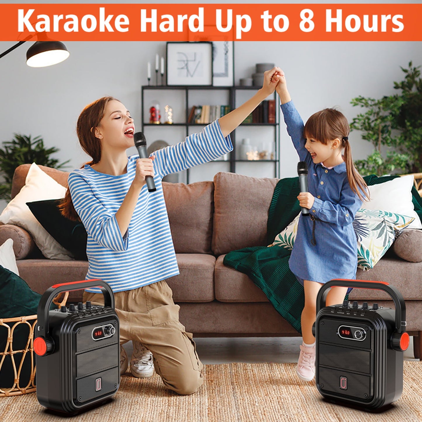 Portable Wireless Speaker with FM Radio with 2 Microphone