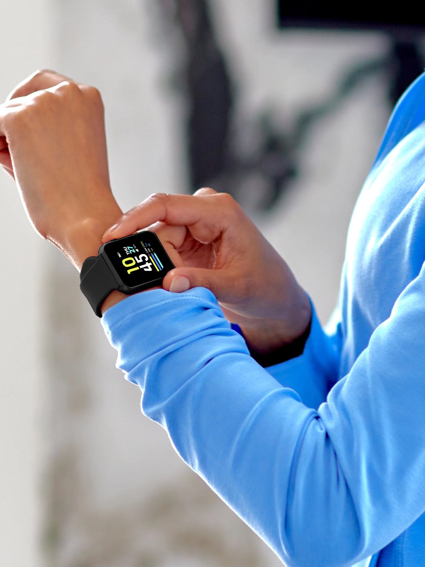 Fusion 3 Unisex Rectangular Smartwatch in Black with Silicone Strap