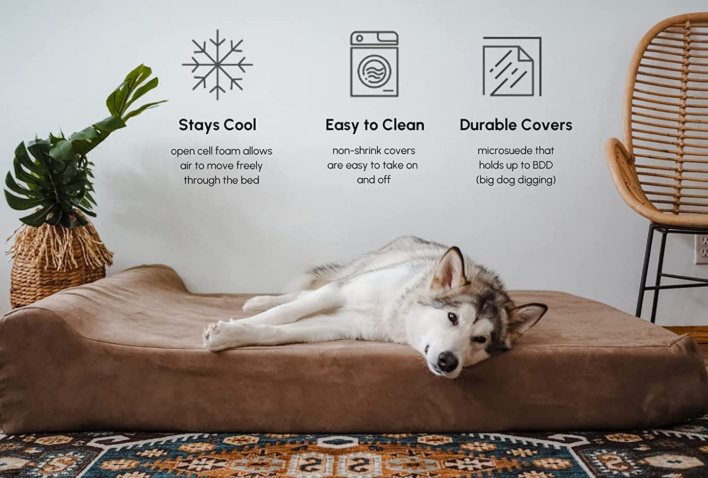 Barker Beds Sleek Dog Bed for Large Sized Dogs (Large, Burgundy) – 7" Thick Soft & Comfortable Orthopedic Cushion – Durable & Washable Microsuede Cover – Made in USA