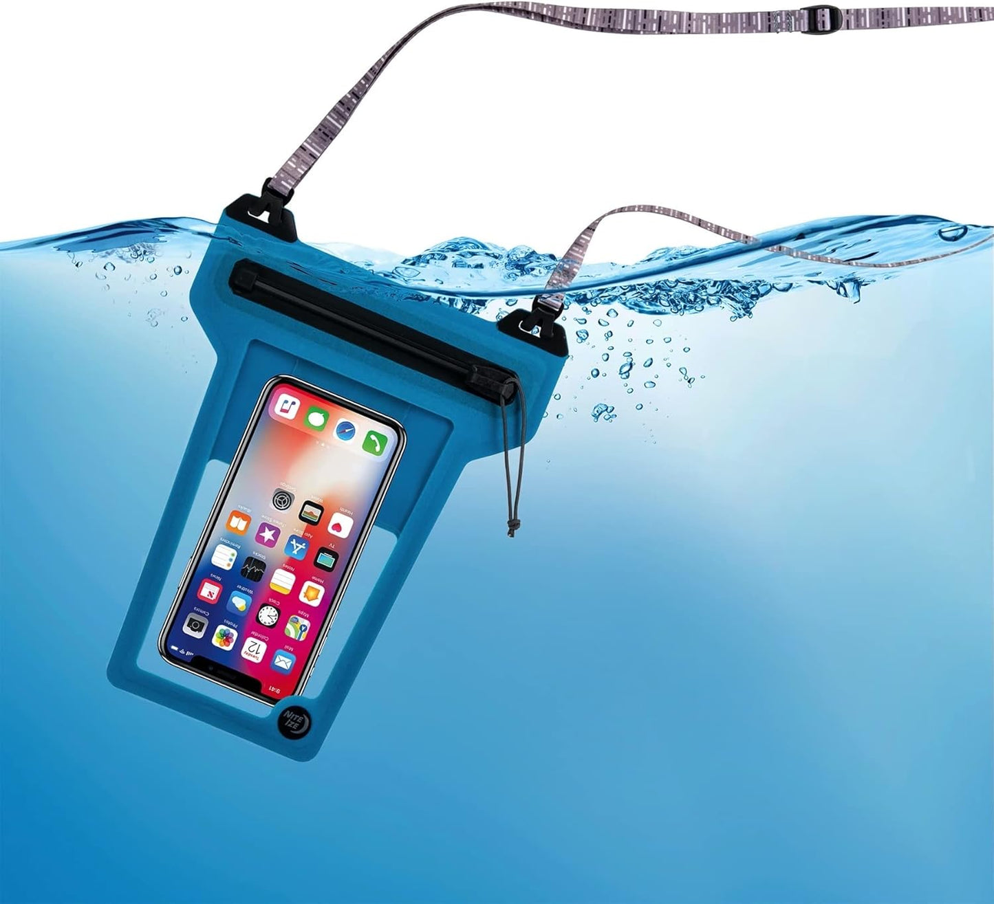 Runoff Waterproof Phone Pouch with Lanyard and Zipper, IP67 Universal Waterproof Case for Iphone 11/11 Pro Max/Xs Max/Xr/X/8/8P Galaxy, Blue (ROPPL-03-R3)