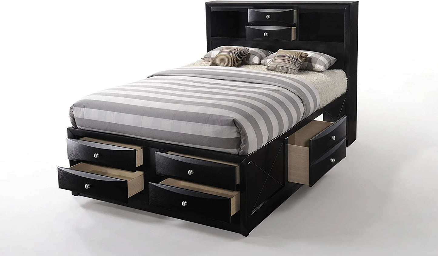 Modern 5-Piece Black Wood King Bedroom Set