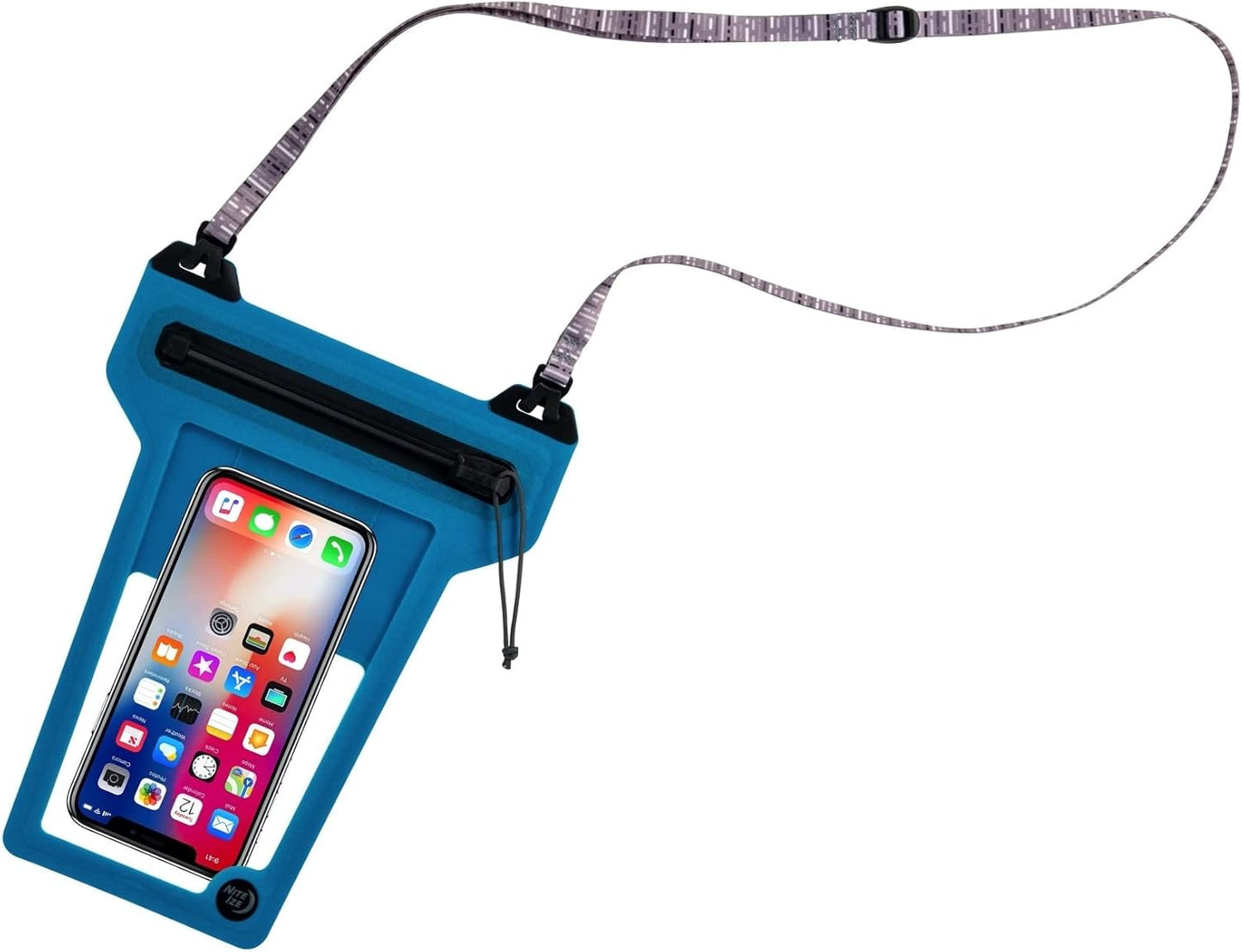 Runoff Waterproof Phone Pouch with Lanyard and Zipper, IP67 Universal Waterproof Case for Iphone 11/11 Pro Max/Xs Max/Xr/X/8/8P Galaxy, Blue (ROPPL-03-R3)