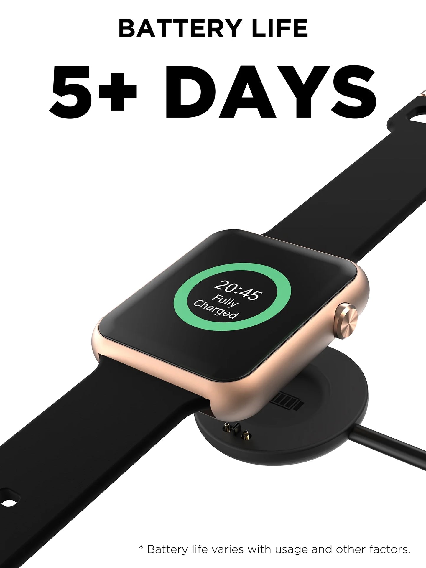 Fusion 3 Unisex Rectangular Smartwatch in Black with Silicone Strap