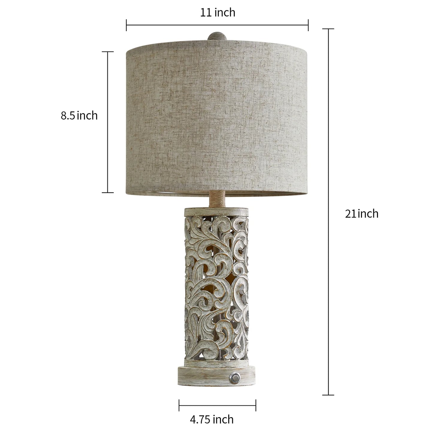 Set of 2 Dimmable 22" Farmhouse Touch Table Lamps with USB Ports for Living Room and Bedroom (Bulbs Included)