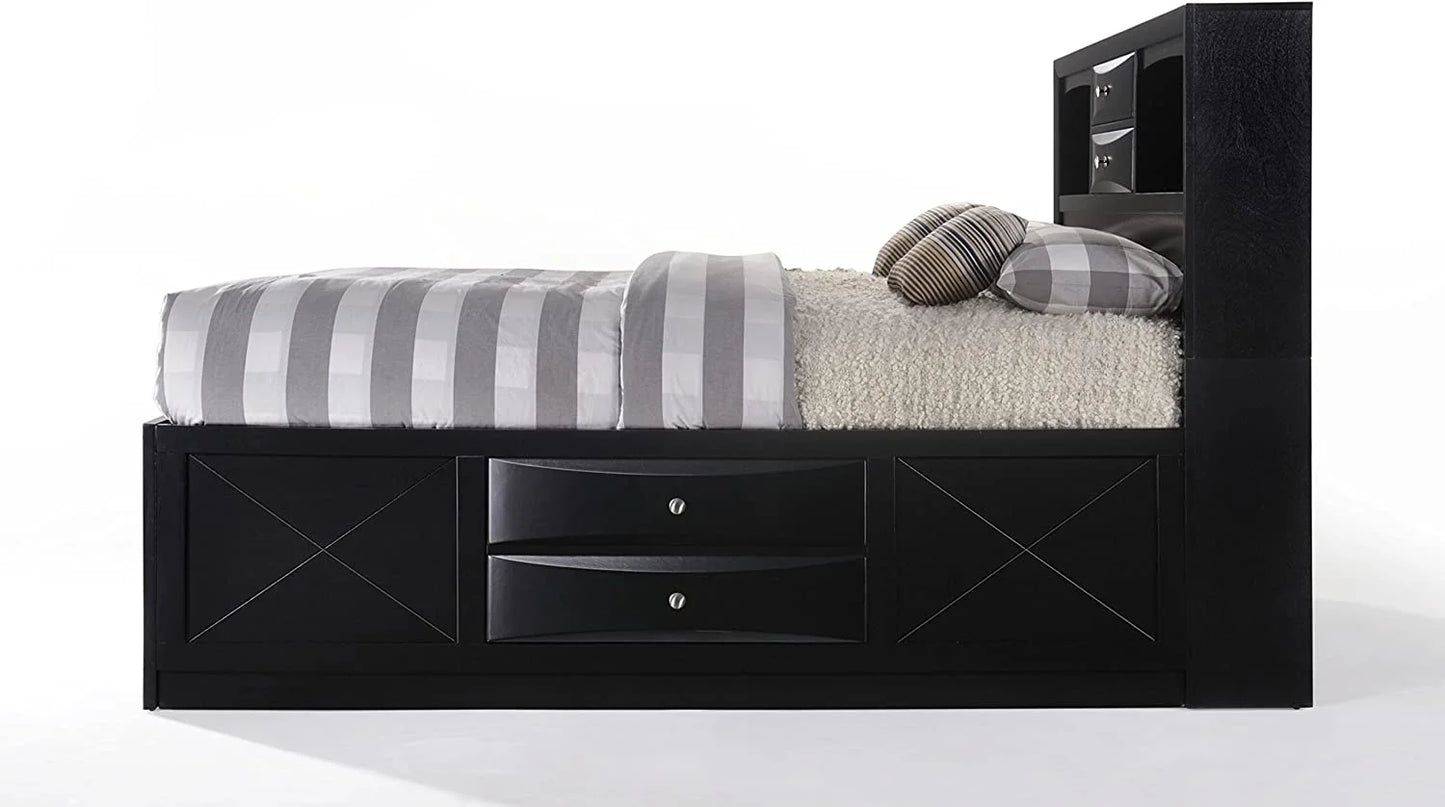 Modern 5-Piece Black Wood King Bedroom Set