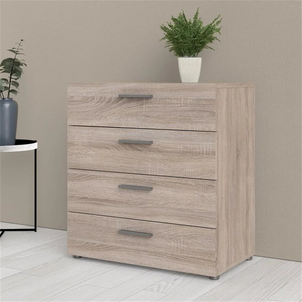 Truffle Finish 4-Piece Bedroom Set with 8-Drawer Dresser, 4-Drawer Chest, and Two 2-Drawer Nightstands