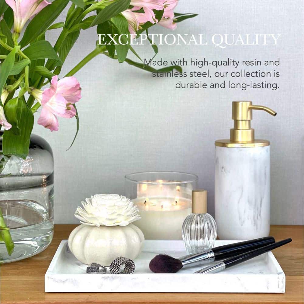 5-Piece Antique Brass Vanity Accessory Set