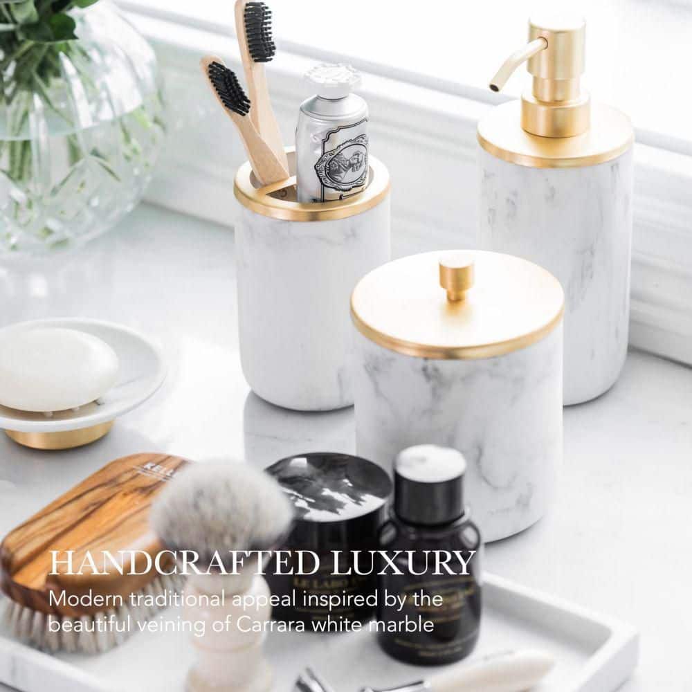 5-Piece Antique Brass Vanity Accessory Set