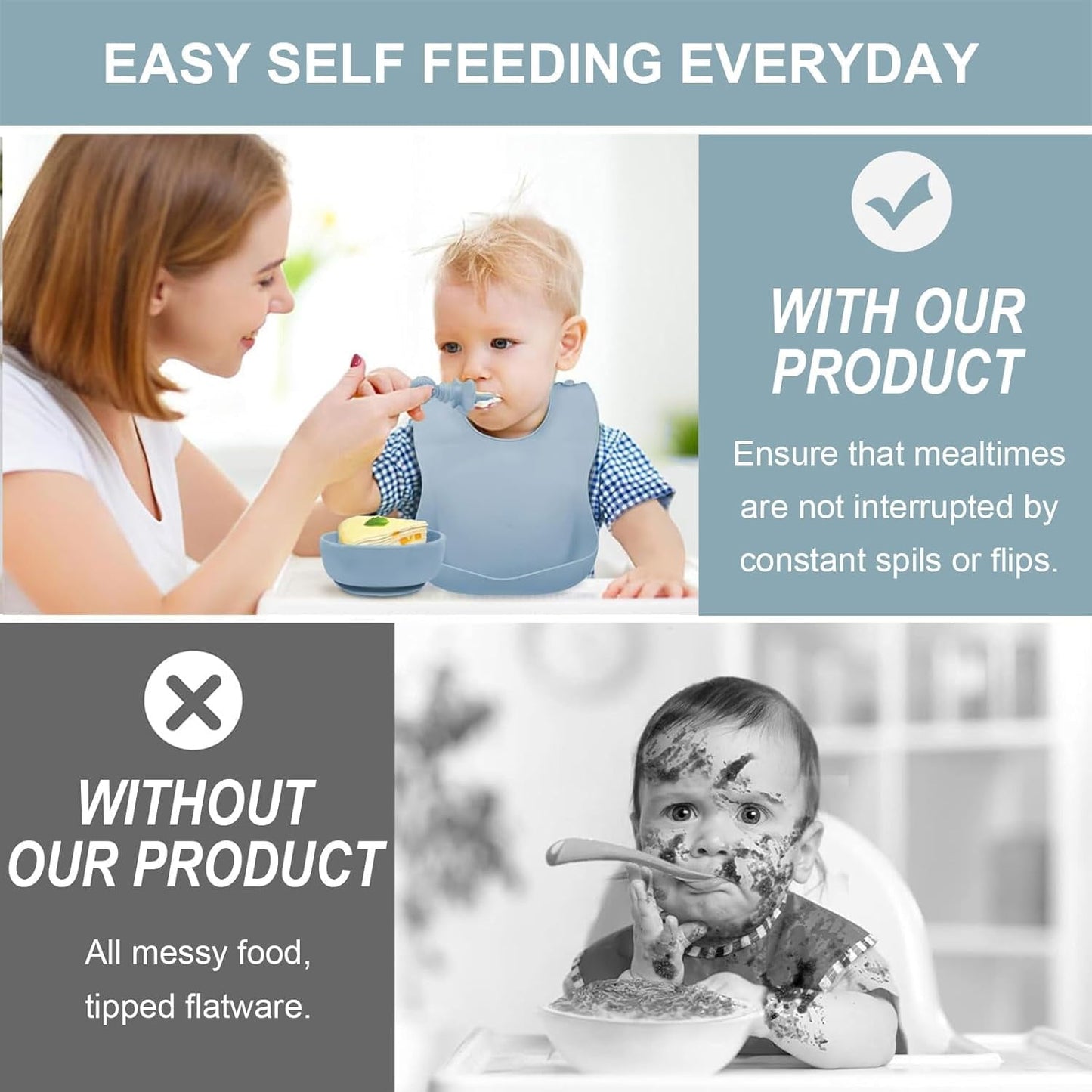 8 PCS Baby Led Weaning Feeding Supplies with Baby Spoon and Fork