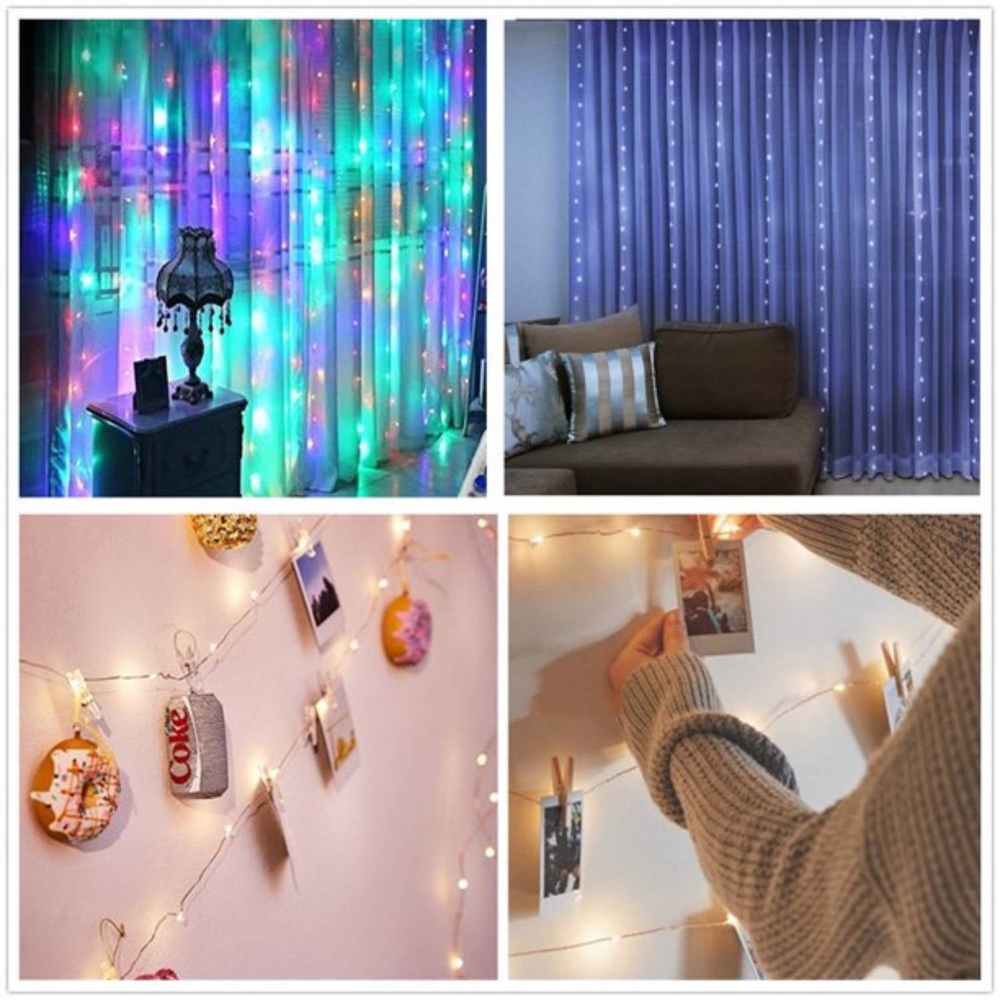 8 Modes 300 LED Curtain String Fairy Lights with Remote