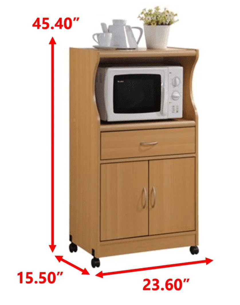 Beech Microwave Kitchen Cart