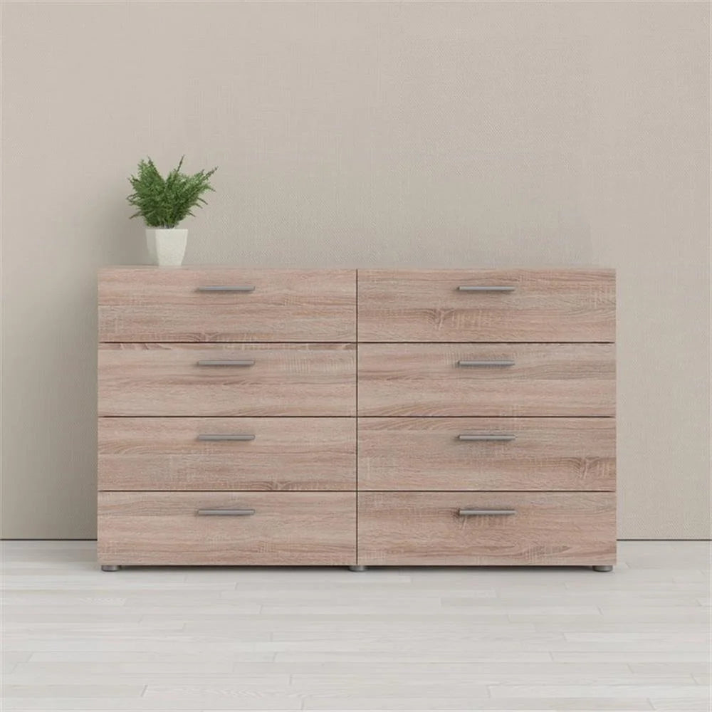 Truffle Finish 4-Piece Bedroom Set with 8-Drawer Dresser, 4-Drawer Chest, and Two 2-Drawer Nightstands