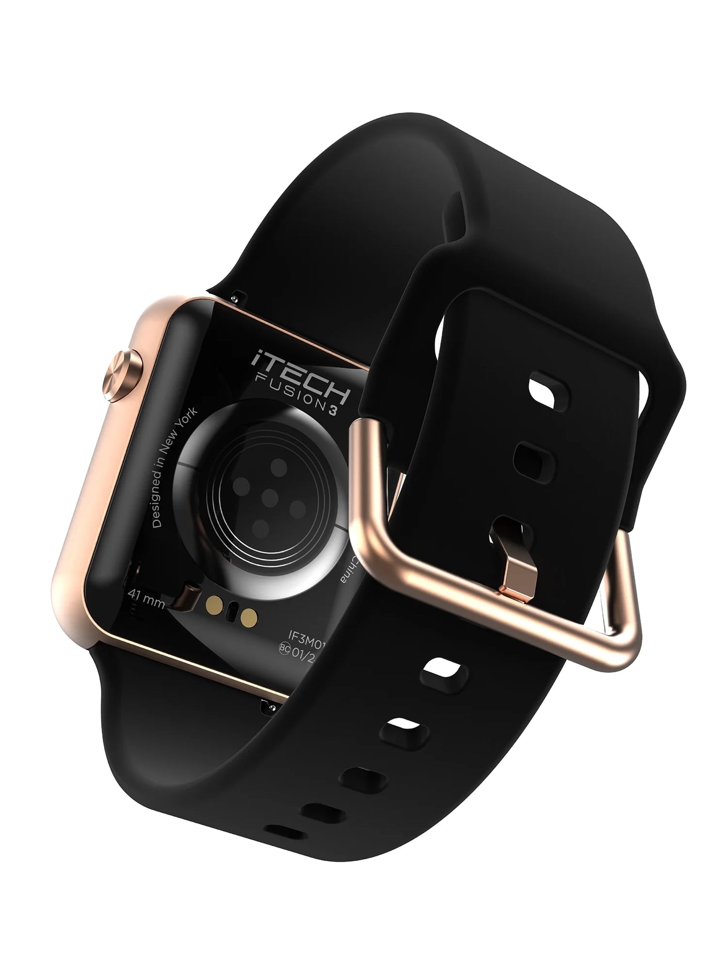 Fusion 3 Unisex Rectangular Smartwatch in Black with Silicone Strap