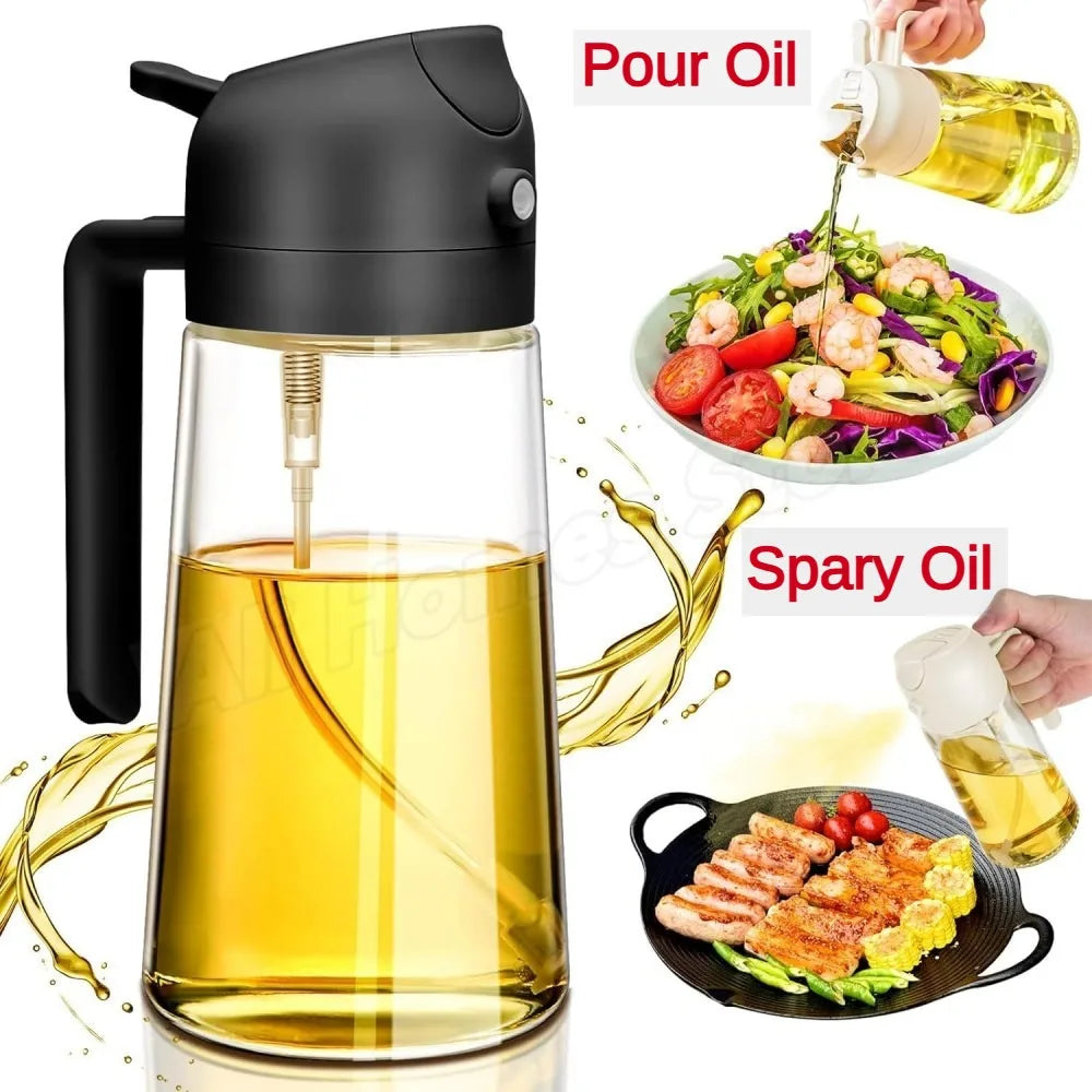 Spray for Olive Oil Dispenser Plastic 2 in 1 Oil Spray&Pour Oil Mister Bottle Cooking BBQ Baking Airfryer 500ML for Oil Bottles