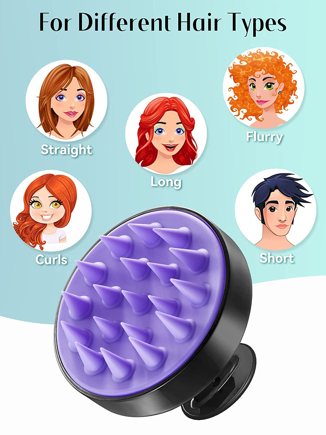 Silicone Scalp Massager and Shampoo Brush for Hair Growth, Exfoliation, and Dandruff Removal - Suitable for All Hair Types, Black