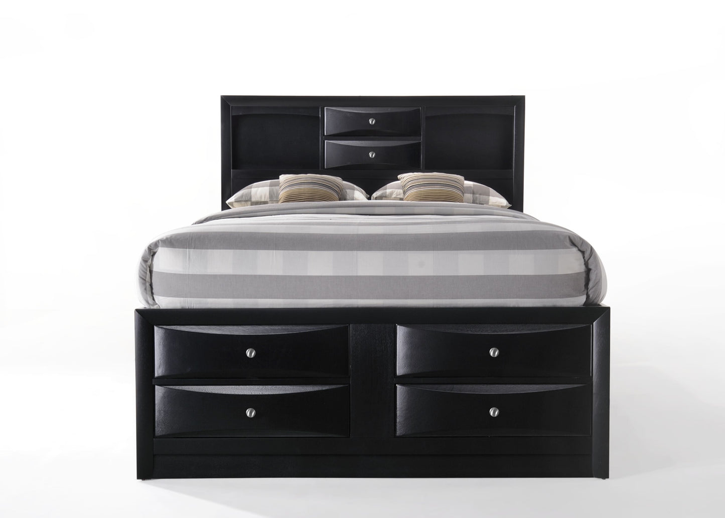 Ireland Full Bed with Storage in Black Rubberwood, Available in Multiple Sizes