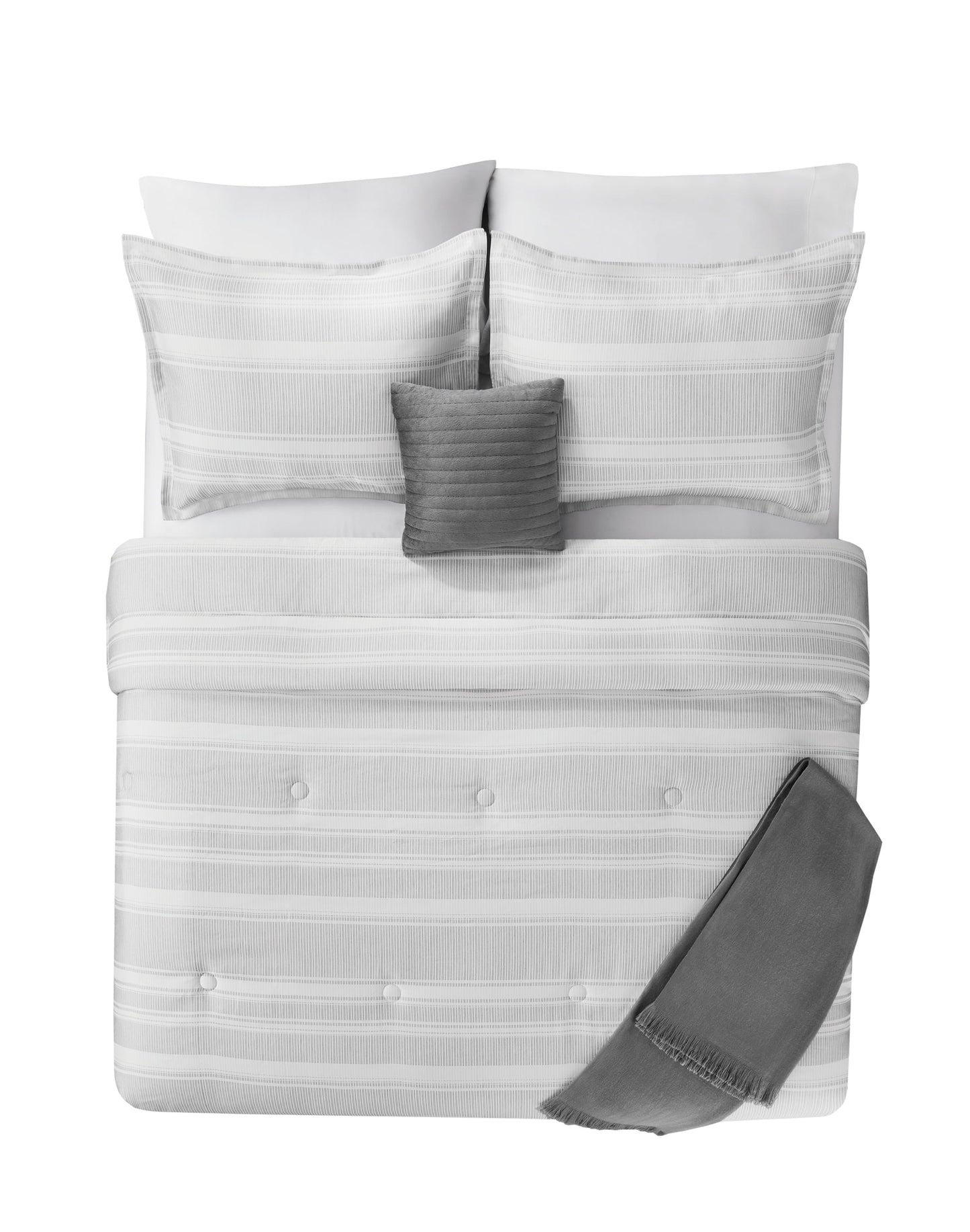 King Size 5-Piece Black and White Striped Comforter Set
