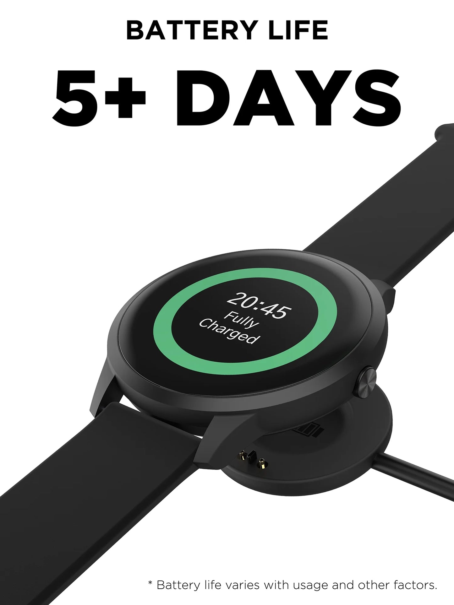 Elite 3 Unisex Adult Round Smartwatch with Black Silicone Strap