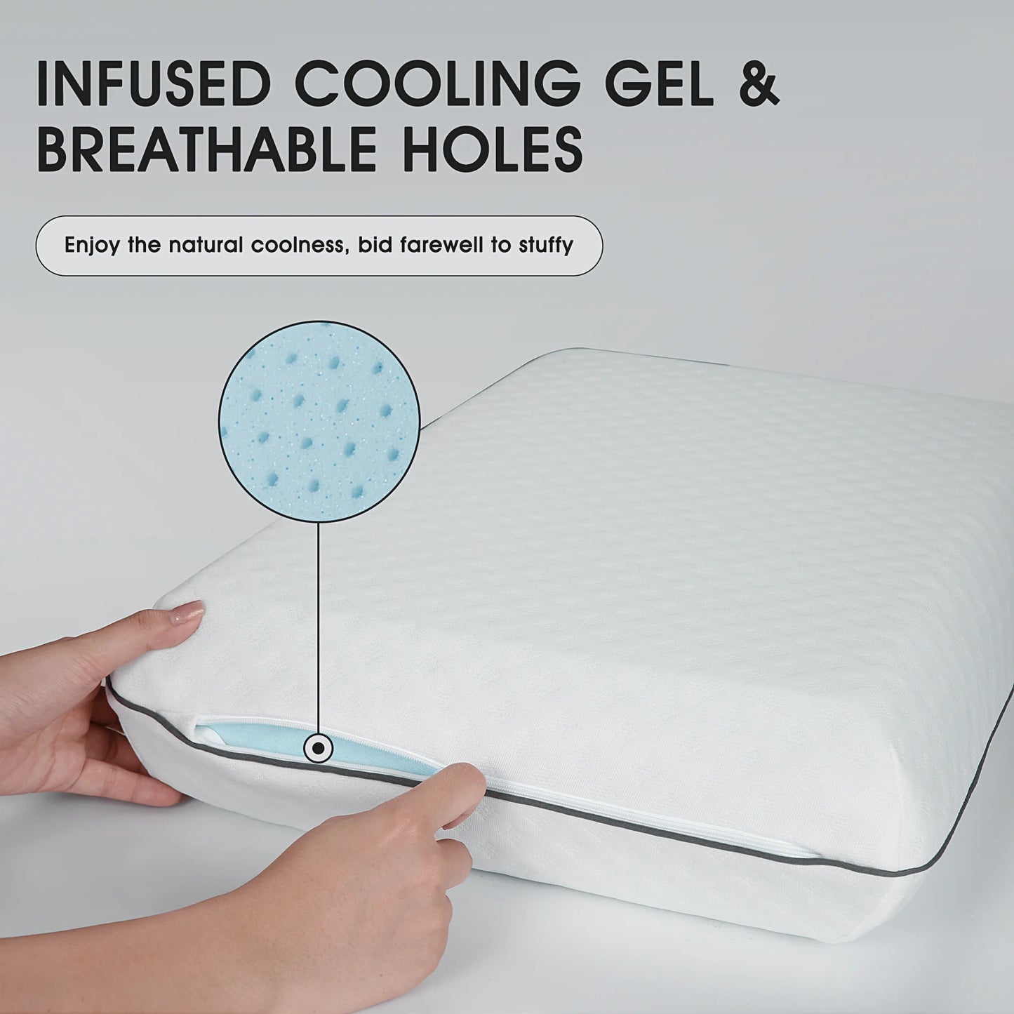 Standard Size Cooling Gel Memory Foam Pillow for Neck Support, 25" x 16