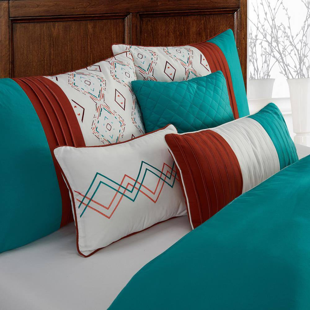 7-Piece Multi-Colored Patchwork Polyester King Comforter Set Luxury Bed in a Bag