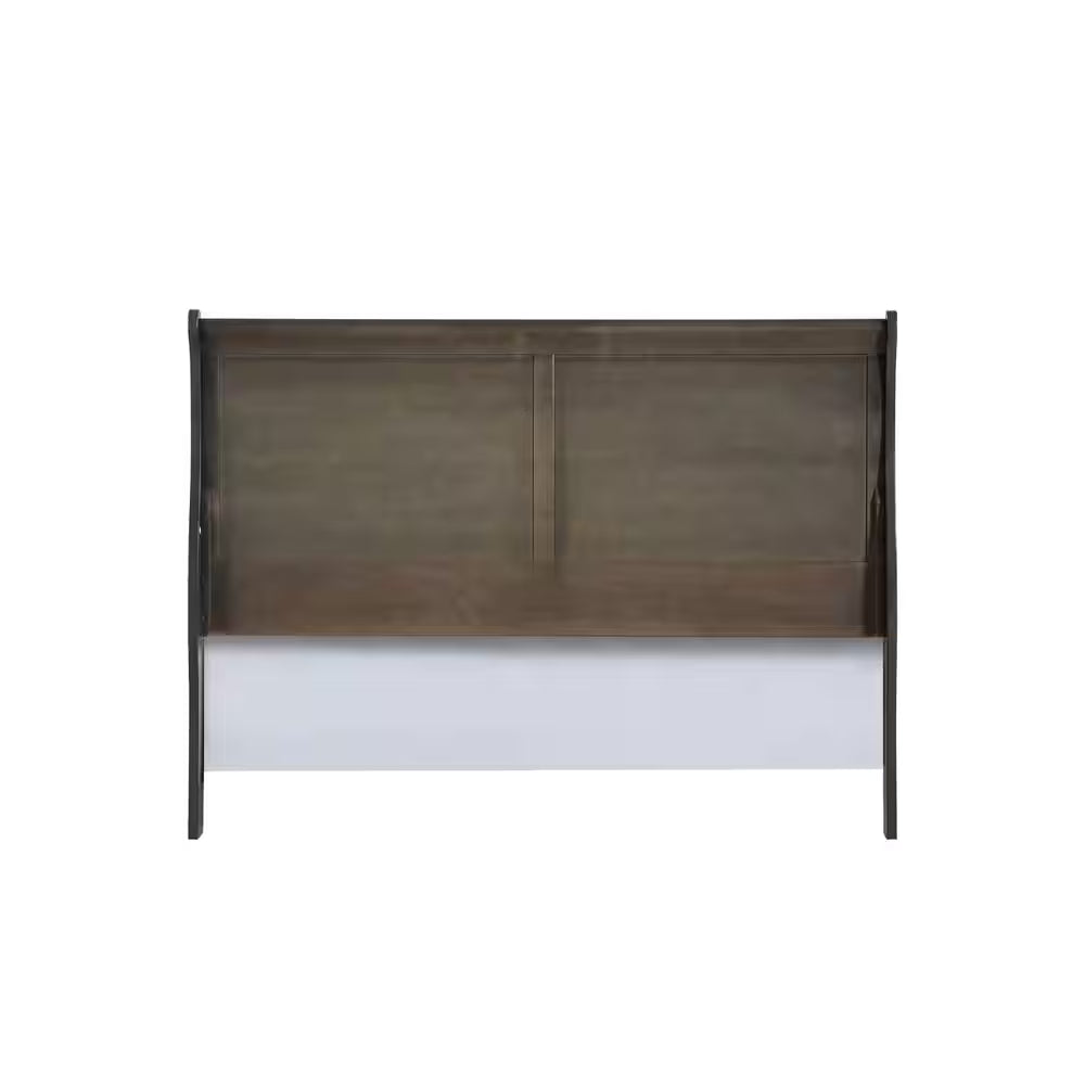 Louis Philippe Gray Wood Frame King Panel Bed with Low Profile Footboard