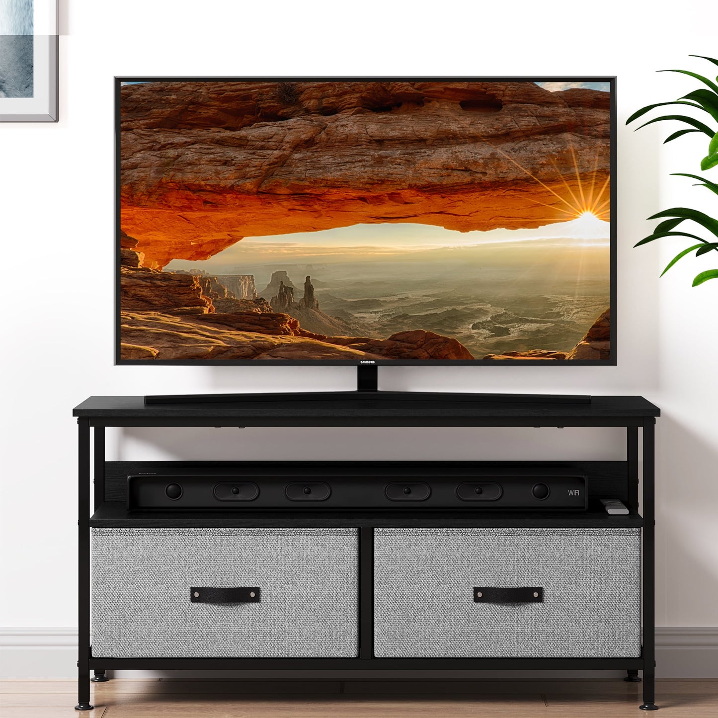 50-Inch Dresser TV Stand with 2 Drawers and Shelves - Compact Media Console for Bedroom